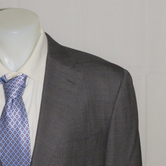 Canali Brown Label Siena Super 150 Gray Plaid Custom Two Button Sport Coat 46L